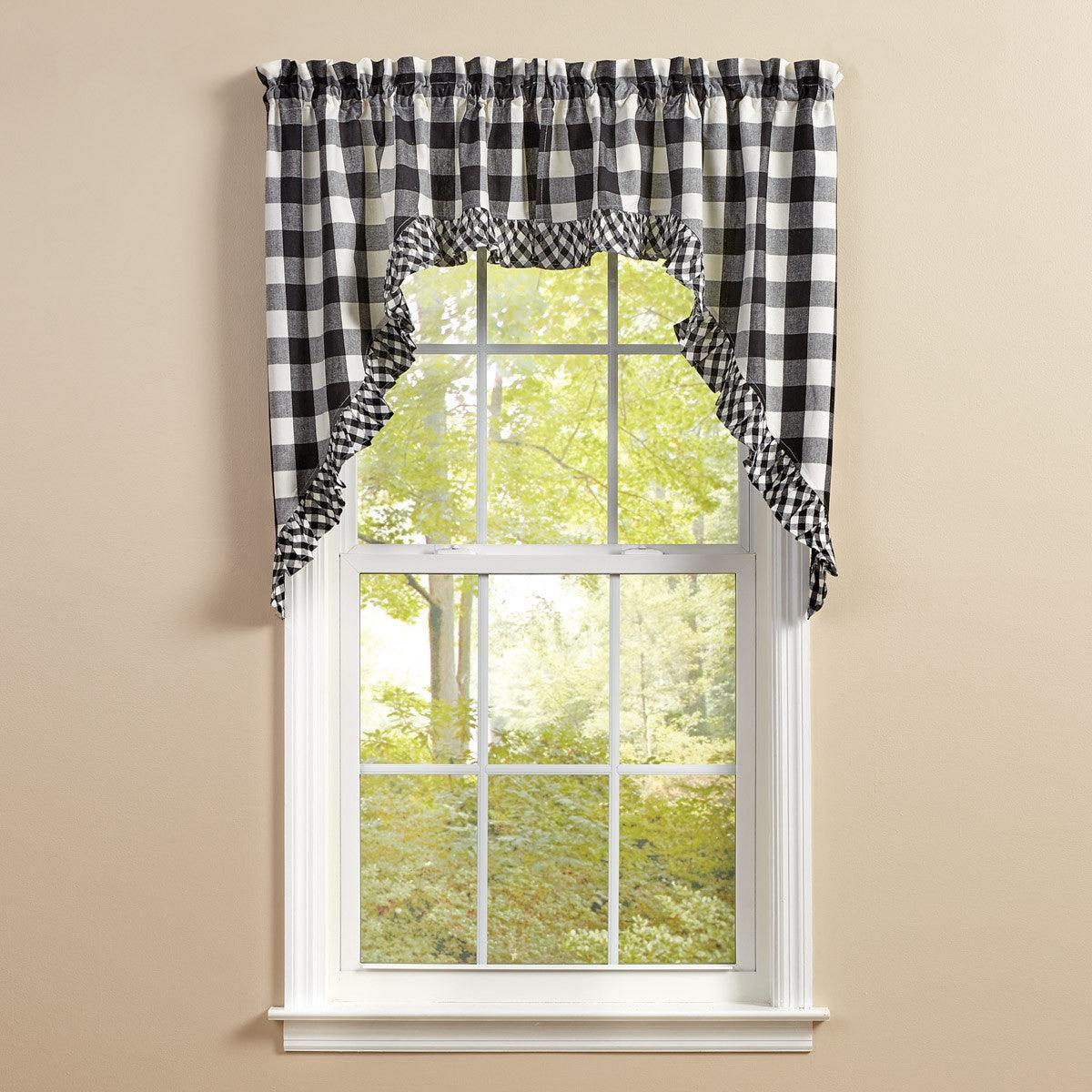 Wicklow Ruffled Swags - Black & Cream 72"x36" - Park Designs - The Fox Decor