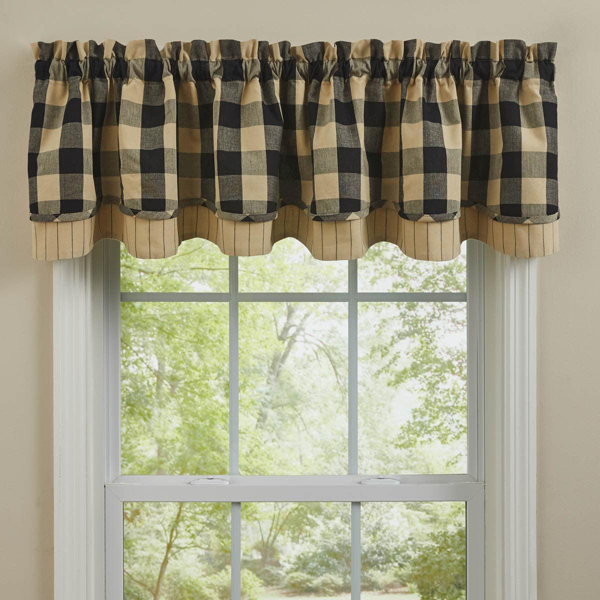 Wicklow Check Valance - Lined Layered Black Park Designs - The Fox Decor