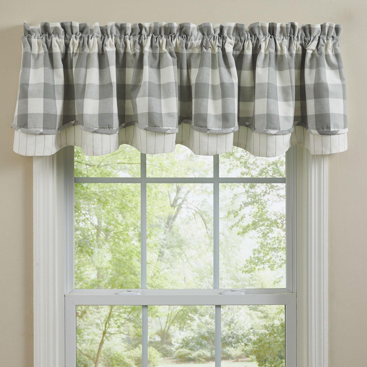 Wicklow Check Valance - Lined Layered Dove Park Designs - The Fox Decor