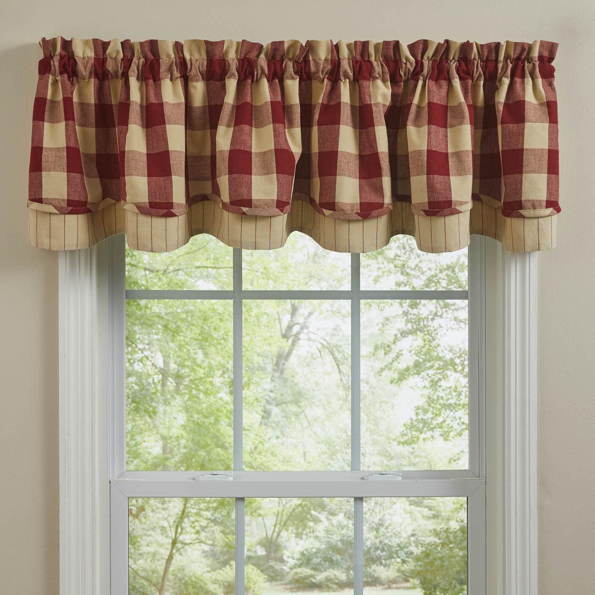 Wicklow Check Valance - Lined Layered Garnet Park Designs - The Fox Decor