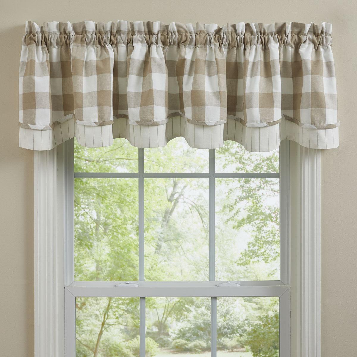 Wicklow Check Valance - Lined Layered Natural Park Designs - The Fox Decor