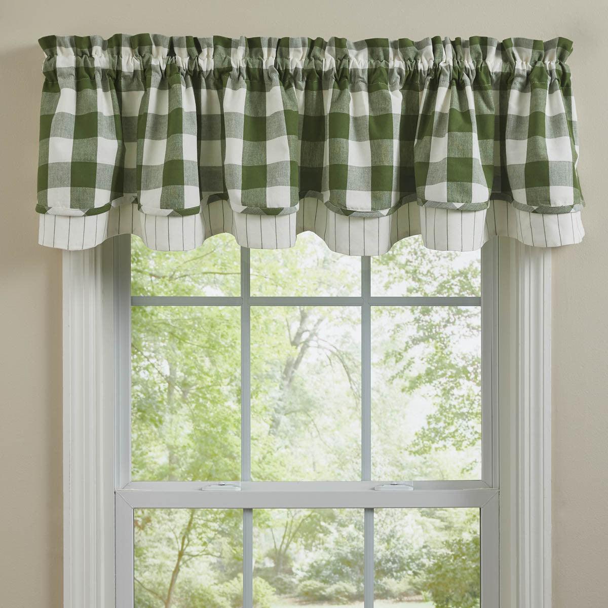 Wicklow Check Valance - Lined Layered Sage Park Designs - The Fox Decor