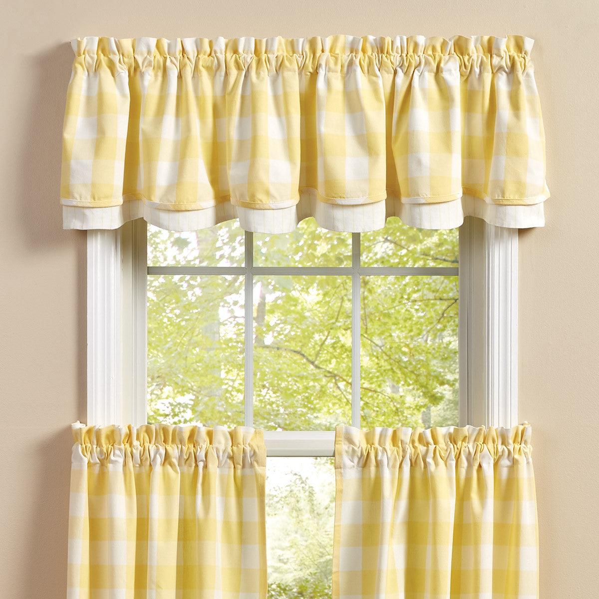 Wicklow Check Valance - Lined Layered Yellow 72"x16" Park Designs - The Fox Decor
