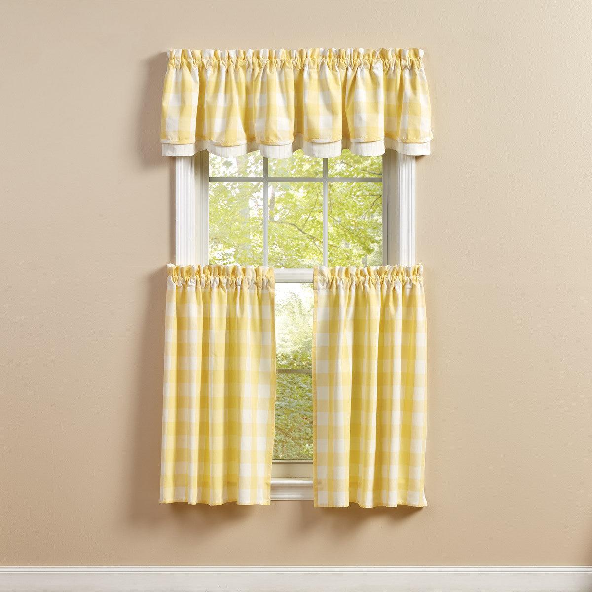 Wicklow Check Valance - Lined Layered Yellow 72"x16" Park Designs - The Fox Decor