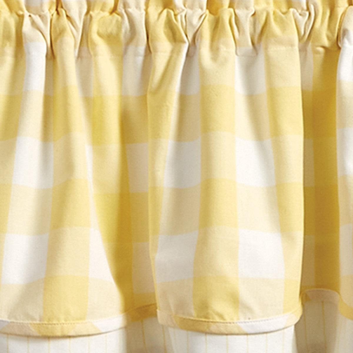 Wicklow Check Valance - Lined Layered Yellow 72"x16" Park Designs - The Fox Decor