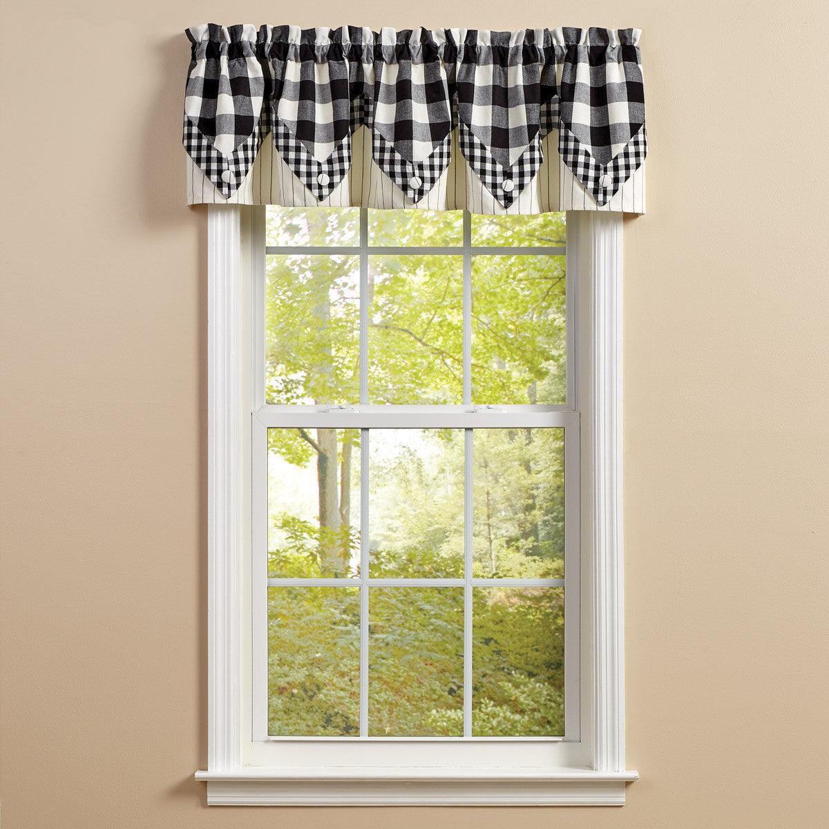 Wicklow Lined Point Valance 15" L - Black/Cream Park designs - The Fox Decor