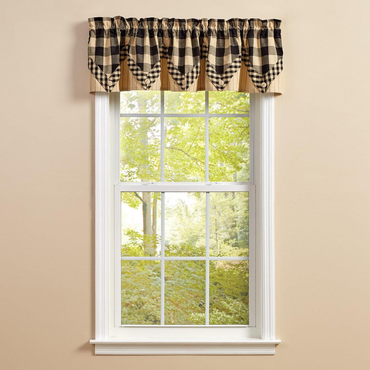 Wicklow Lined Point Valance 15" L - Black Park designs - The Fox Decor