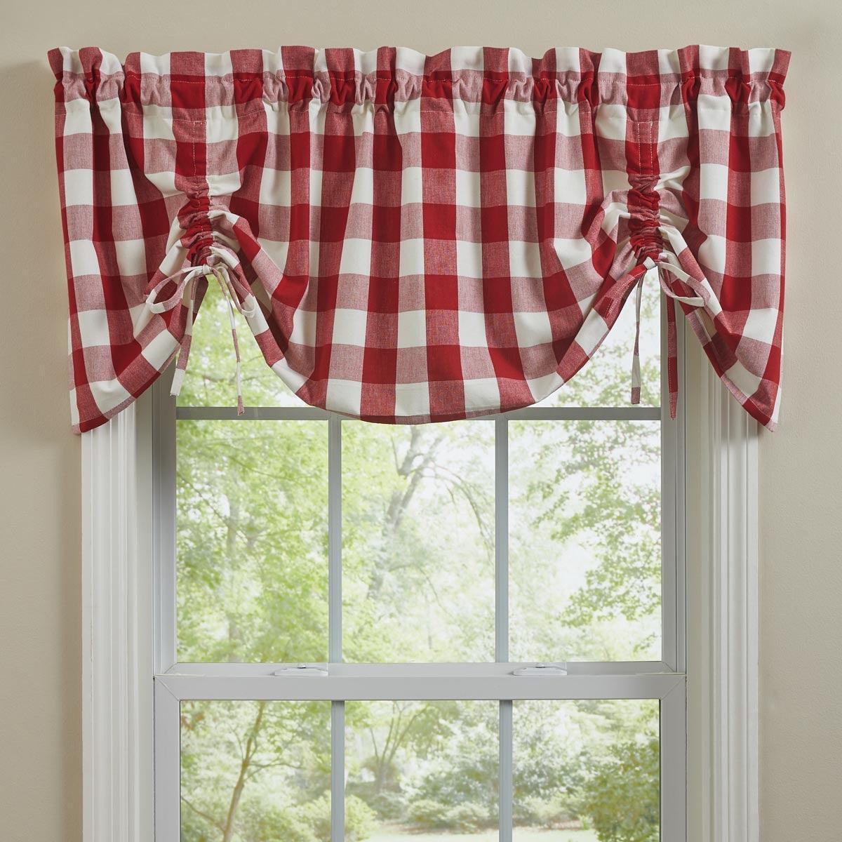 Wicklow Check Valance - Farmhouse Red & Cream Park designs - The Fox Decor