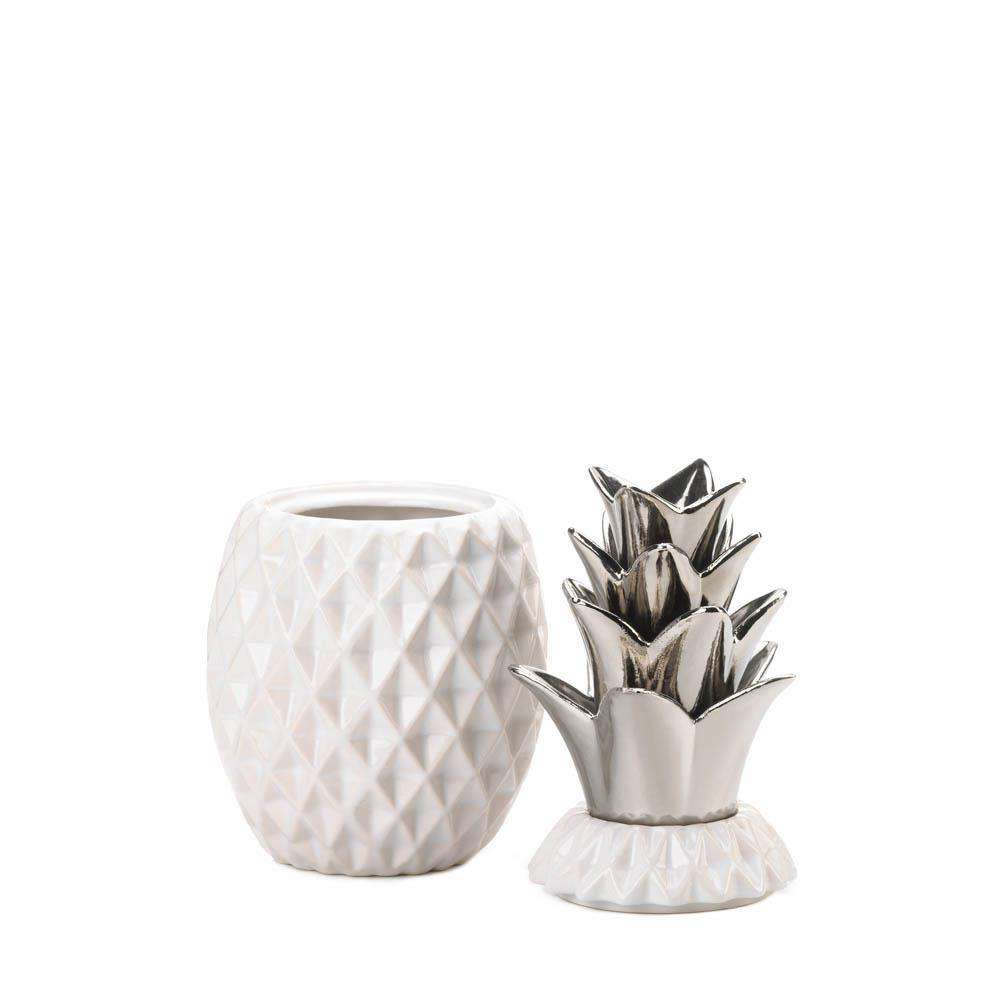 12" Silver Topped Pineapple Jar - The Fox Decor