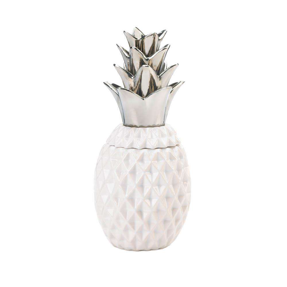 12" Silver Topped Pineapple Jar - The Fox Decor