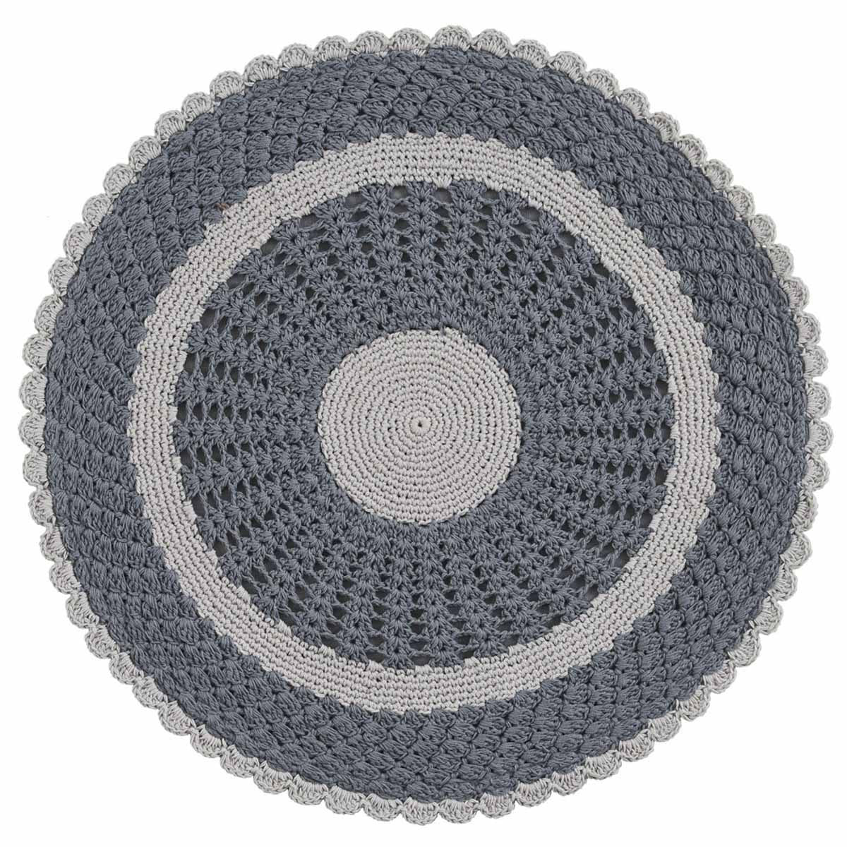 Flora Round Crochet Placemats - Gray Set Of 6 Park Designs