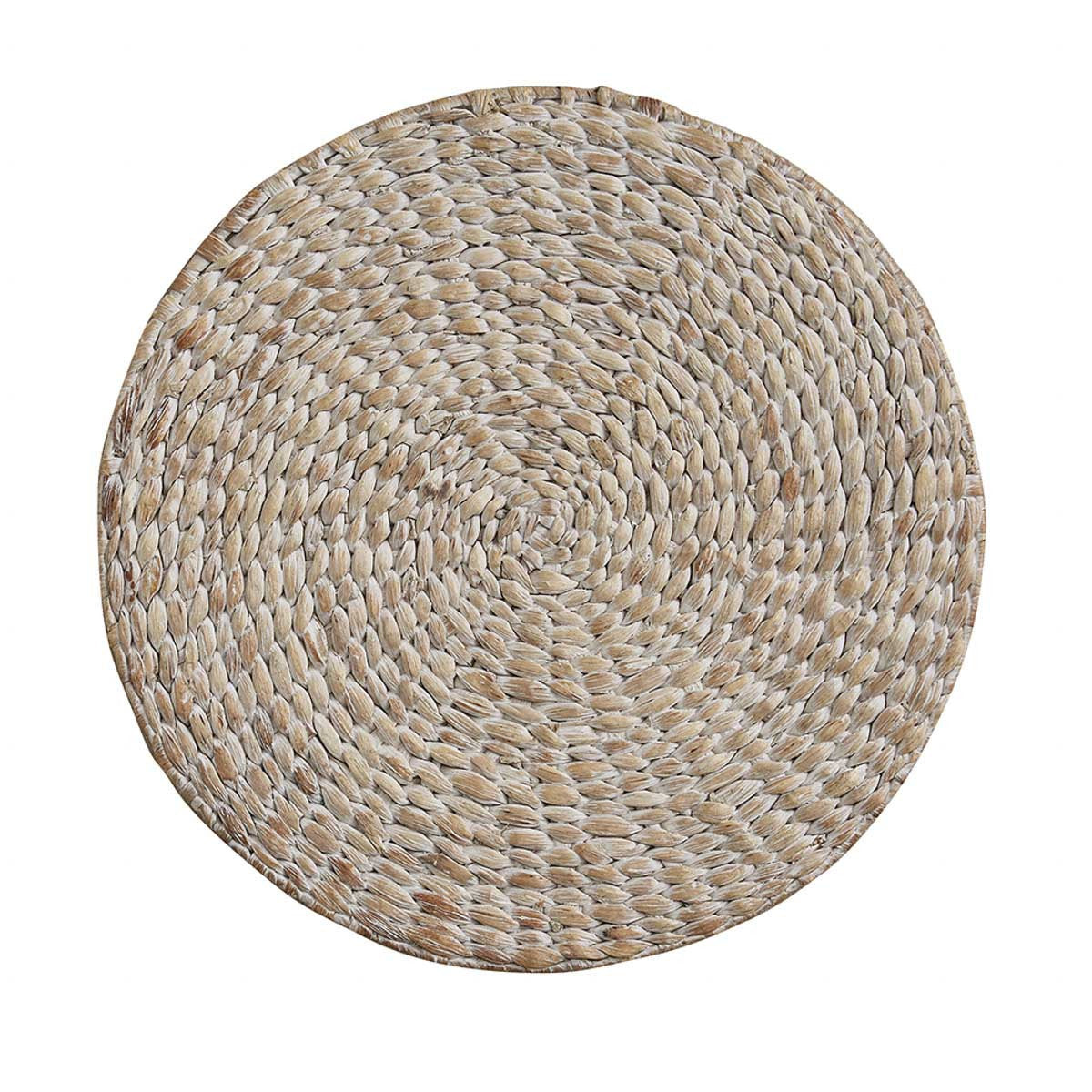 Hyacinth Round Braided Placemat -White Set Of 6 Park Designs