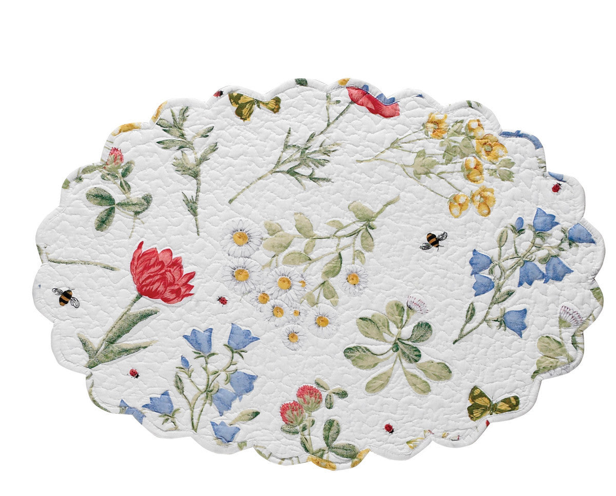 Wildflower Scalloped Oval Placemats - Set Of 6 Park Designs
