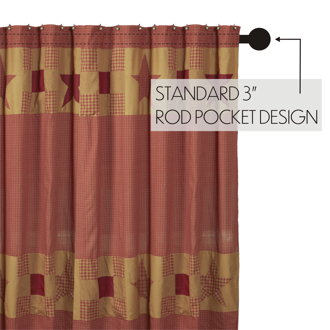 Ninepatch Star Shower Curtain w/ Patchwork Borders 72"x72"