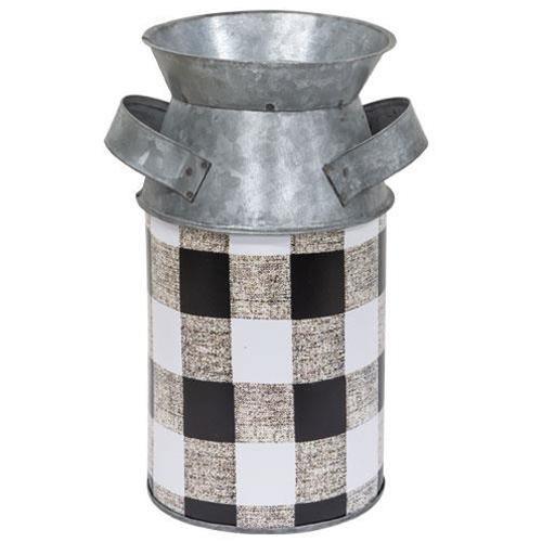 Black & White Buffalo Check Milk Can, Small - The Fox Decor