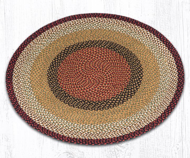 Burgundy/Mustard Braided Round Rug - Earth Rugs