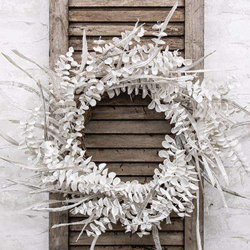 Winter White Sparkle Eucalyptus Wreath 30" - The Fox Decor