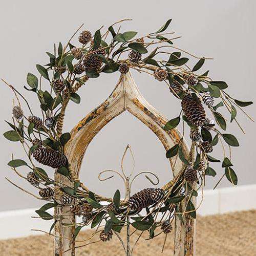 Silver Frosted Pinecone and Leaf Wreath - The Fox Decor