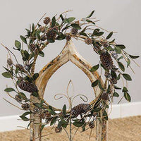 Thumbnail for Silver Frosted Pinecone and Leaf Wreath - The Fox Decor
