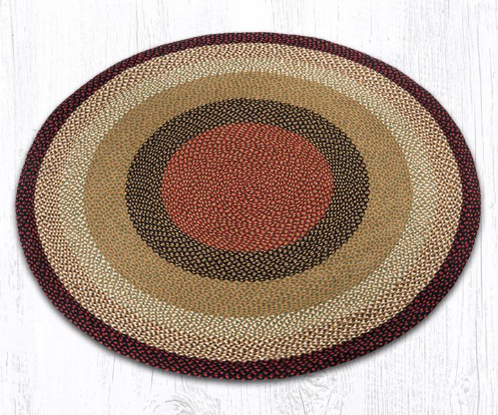 Burgundy/Mustard Braided Round Rug - Earth Rugs