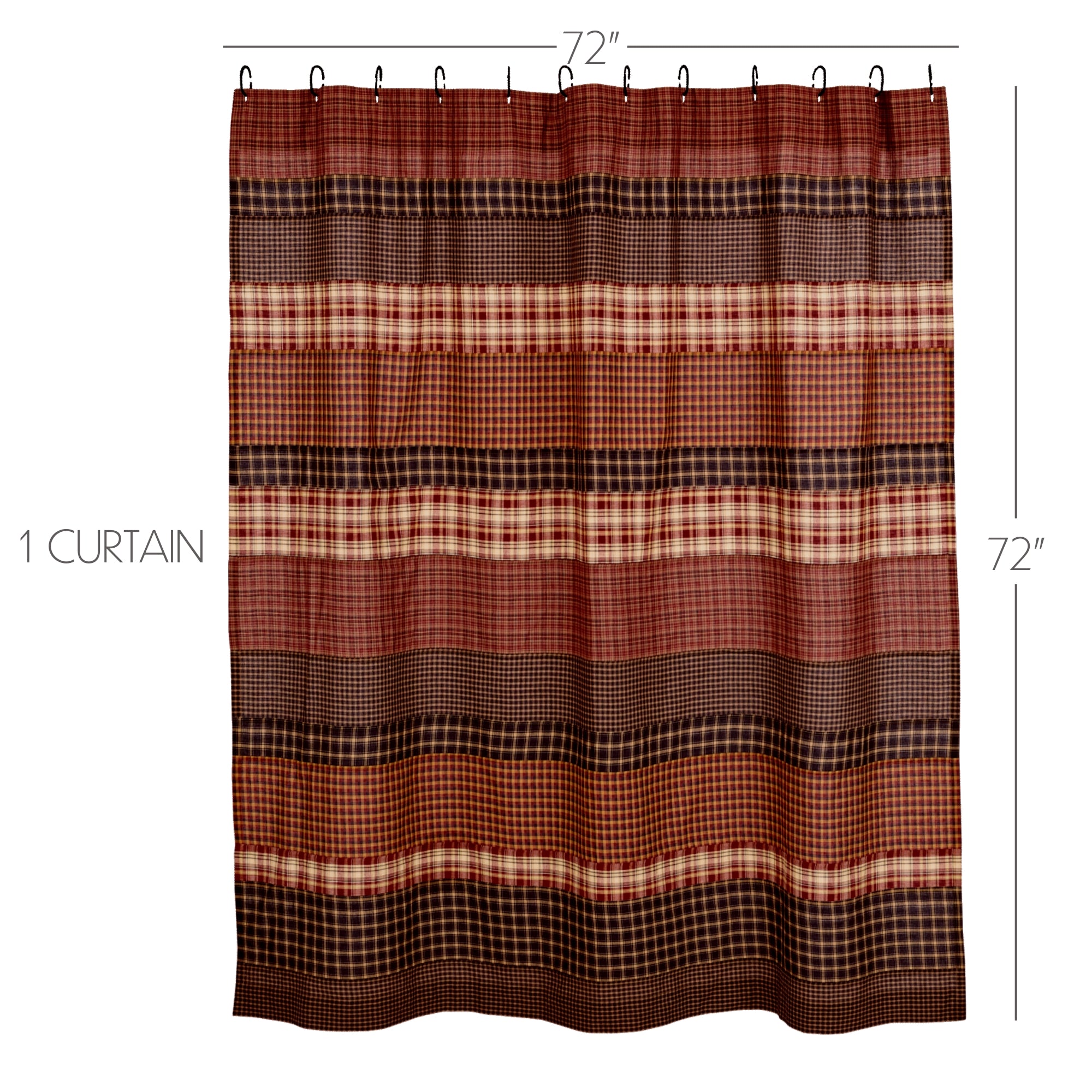 Beckham Horizontal Striped Patchwork Shower Curtain 72