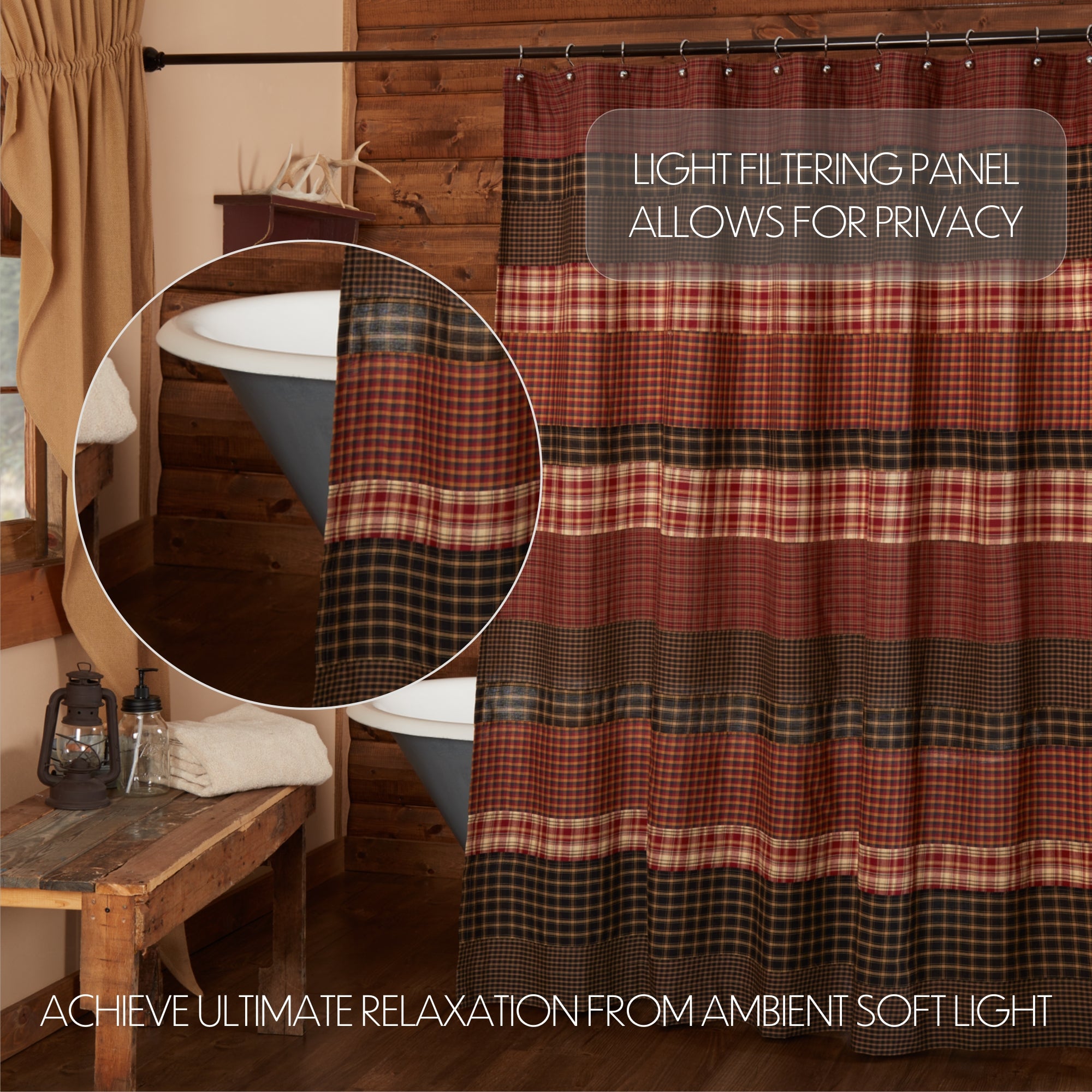 Beckham Horizontal Striped Patchwork Shower Curtain 72