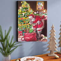 Thumbnail for Santa with Gifts & Tree - Wrapped Canvas Graphic Art