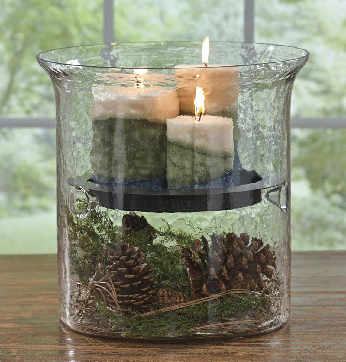 Hammered Glass Cylinder with Candle Pan - Park Designs - The Fox Decor