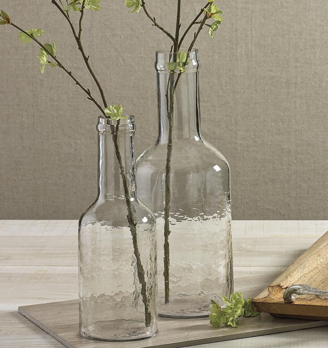 Hammered Hand Blown Glass Bottle Vase - Tall - Park Designs