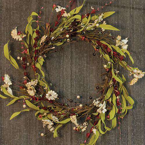 20" Teastain Country Flower Wreath Florals CWI+ 