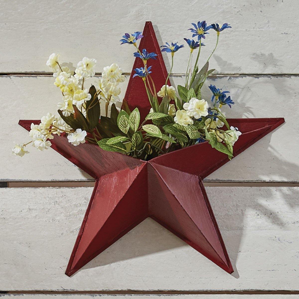 14" Star Wall Pocket - Red, Set of 2 - Park Designs - The Fox Decor