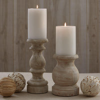 Jenny Candlestick White Washed - Fat Park Designs - The Fox Decor