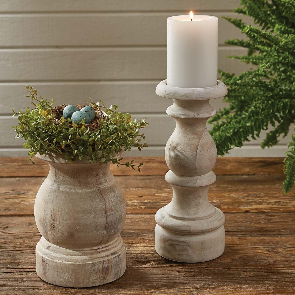 Jenny Candlestick White Washed - Fat Park Designs - The Fox Decor