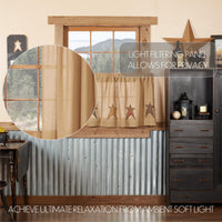 Thumbnail for Stratton Burlap Applique Star Tier Curtain Set of 2 L24xW36 - The Fox Decor