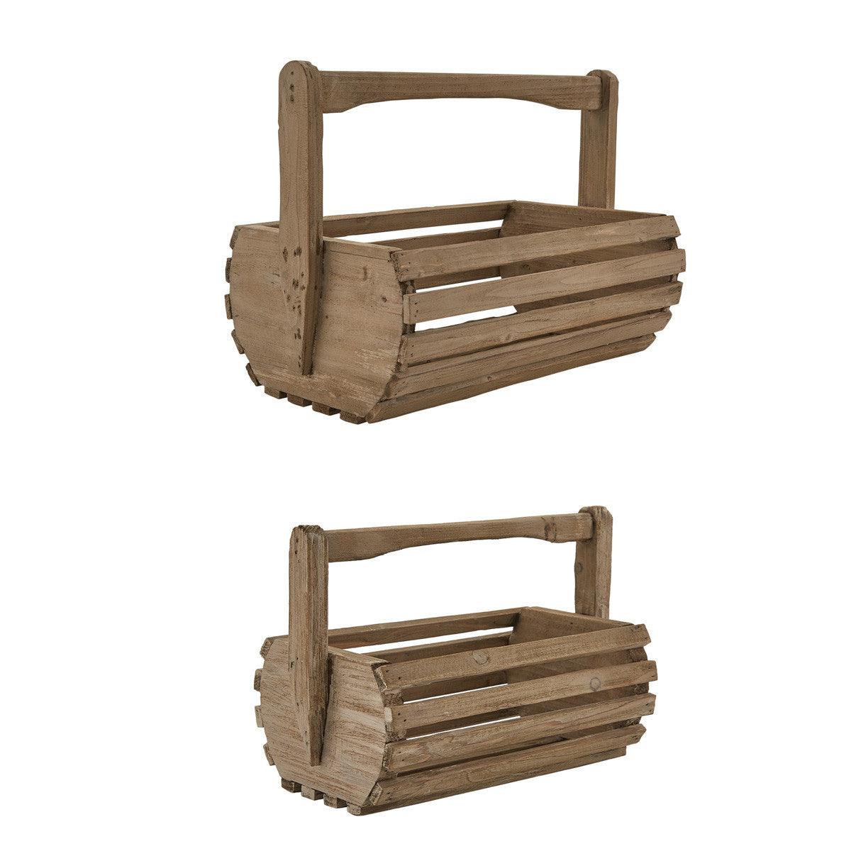 Rustic Wood Baskets - Set of 2 Park Designs - The Fox Decor