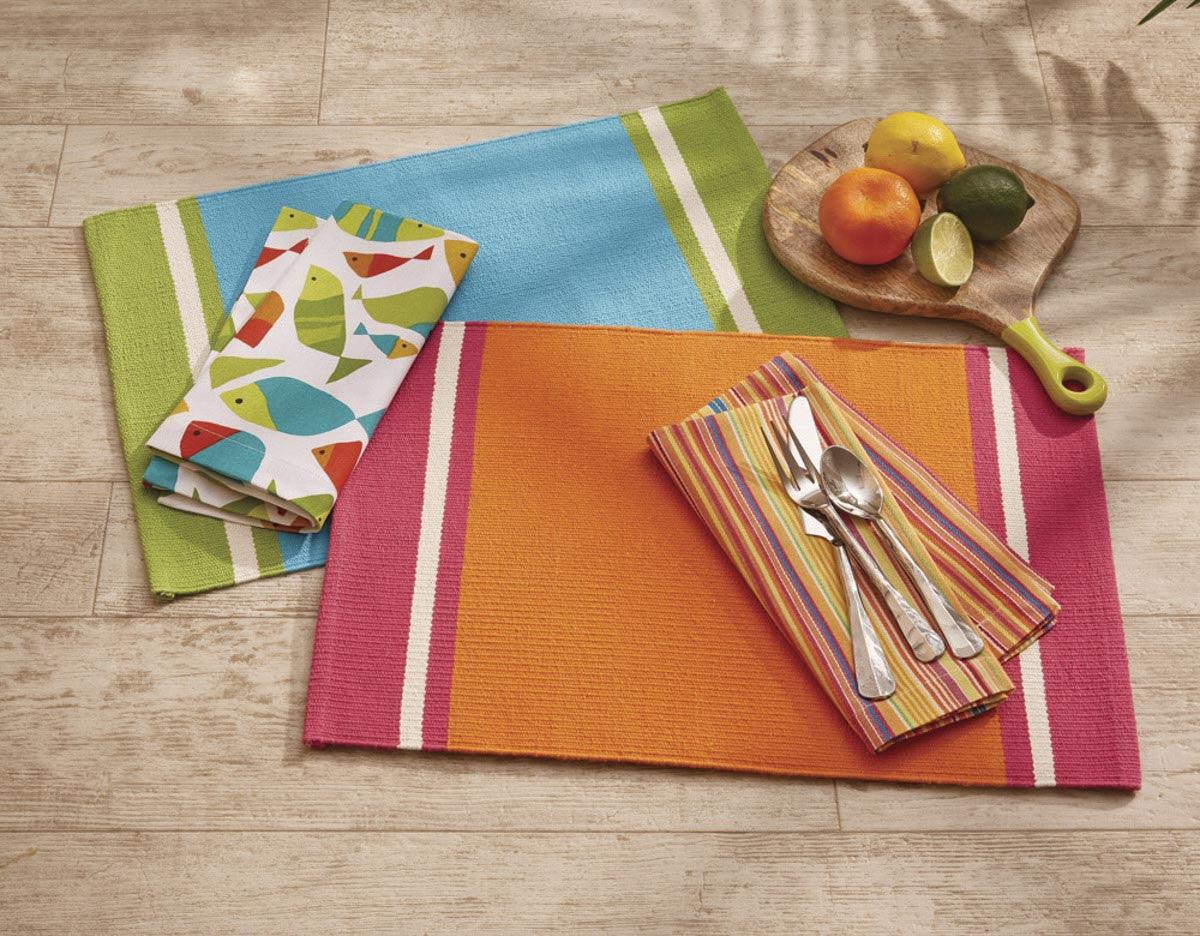 Aqua Cargo Stripe Placemat - Set Of 6 Park Designs - The Fox Decor