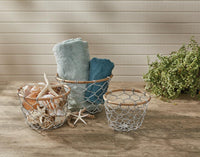 Round Fishnet Wire And Wood Baskets - Set of 3 Park Designs - The Fox Decor