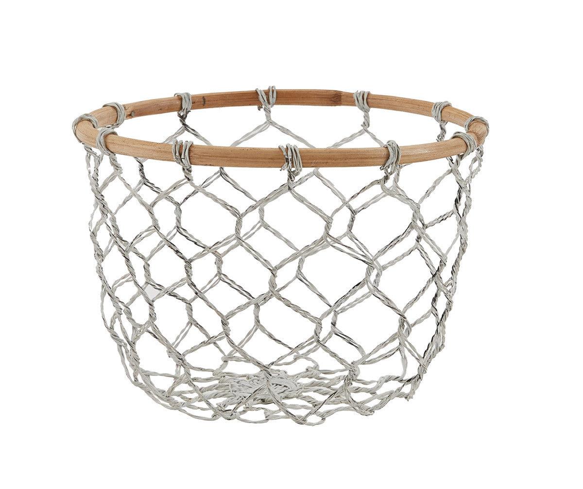 Round Fishnet Wire And Wood Baskets - Set of 3 Park Designs