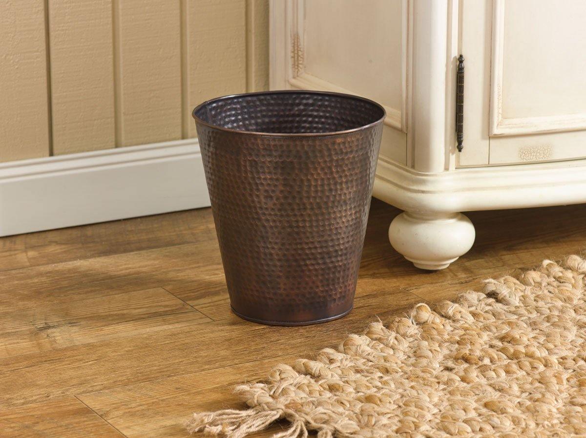 Hammered Copper Finish Waste Basket - The Fox Decor