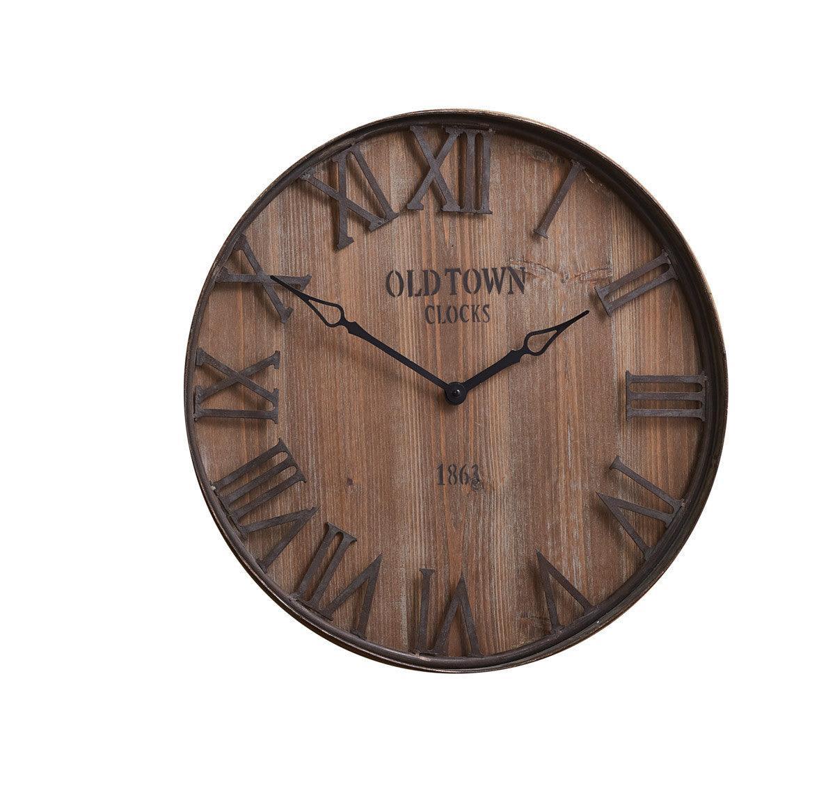 Vintage Style Old Town Galvanized Wood Wall Clock Park Designs - The Fox Decor