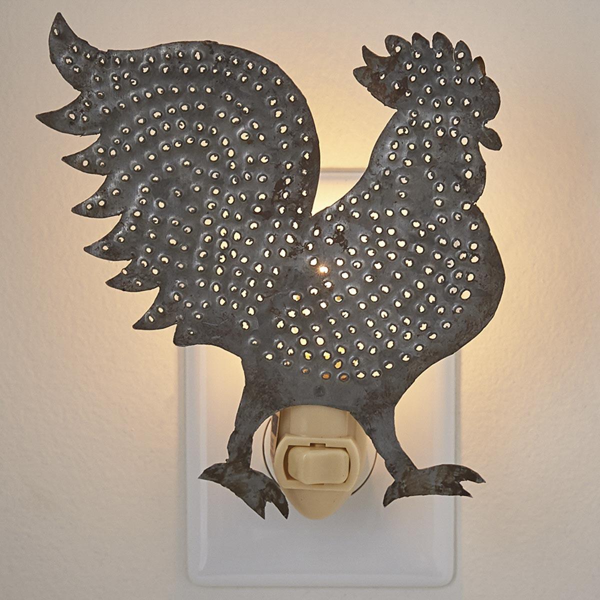Rooster Night Light - Punched Tin Park Designs - The Fox Decor