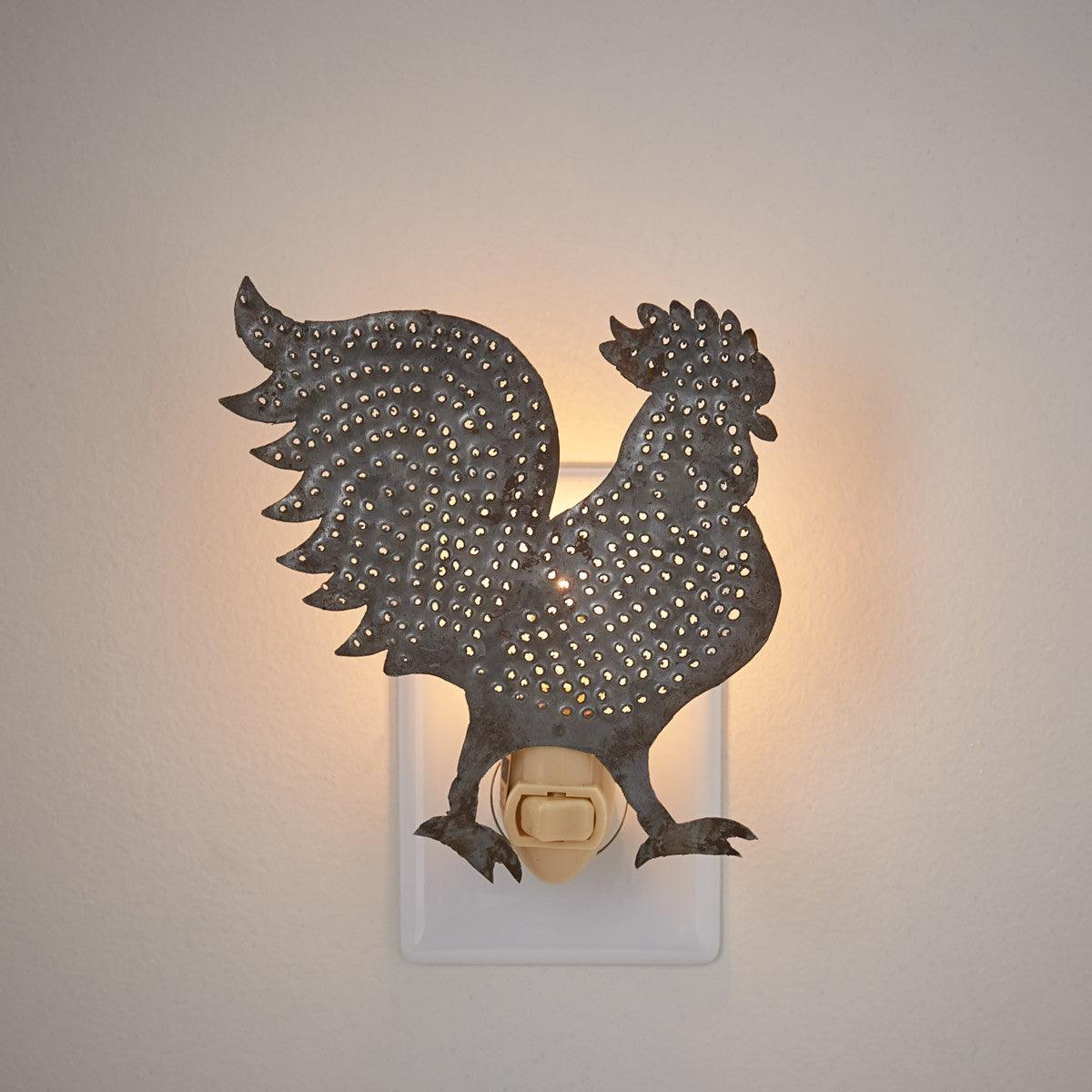 Rooster Night Light - Punched Tin Park Designs - The Fox Decor