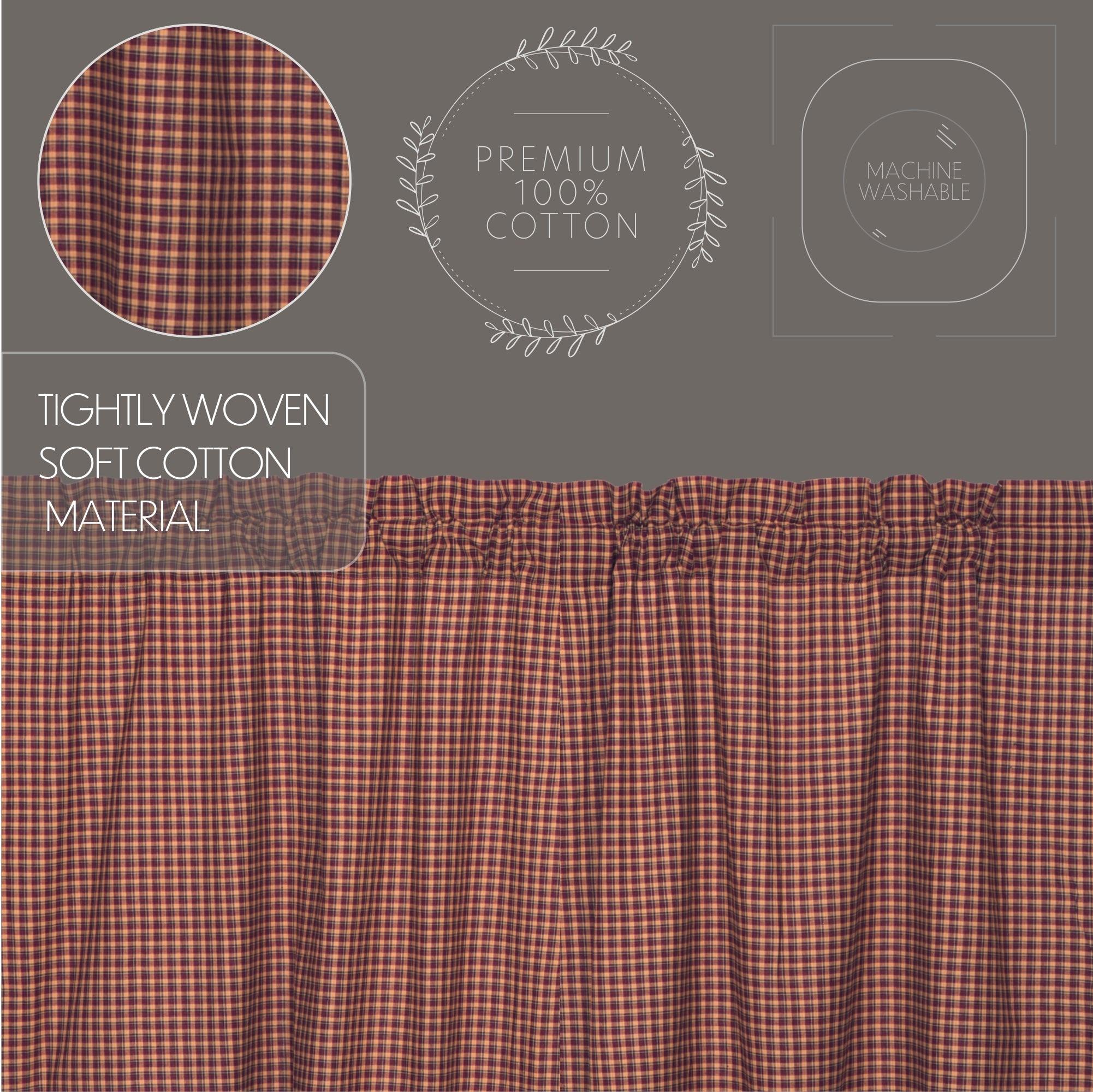 Patriotic Patch Plaid Prairie Short Panel Curtain Curtain Set of 2 36x63x18 - The Fox Decor