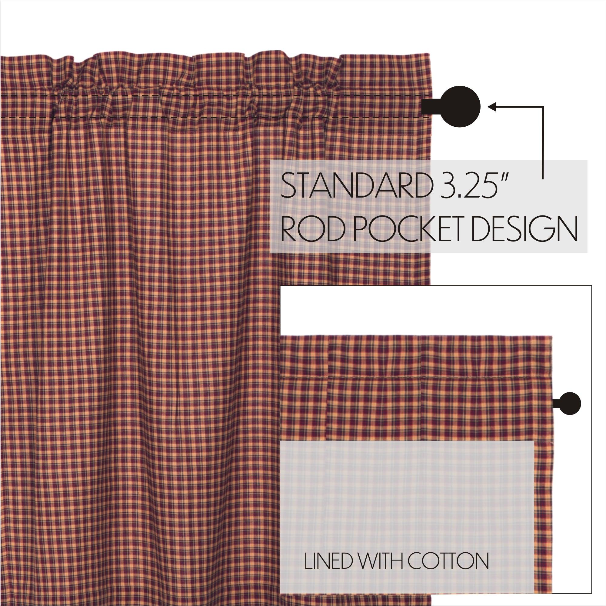 Patriotic Patch Plaid Prairie Short Panel Curtain Curtain Set of 2 36x63x18 - The Fox Decor