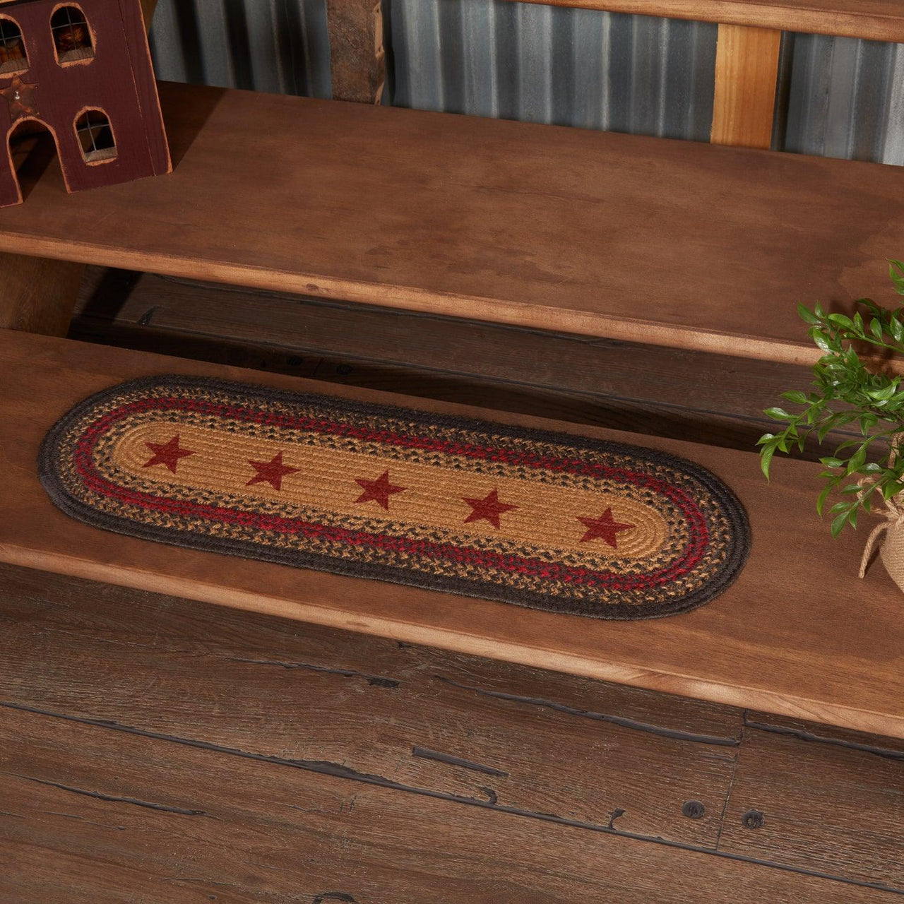 Landon Jute Stair Tread Stencil Stars Oval Latex 8.5x27 VHC Brands