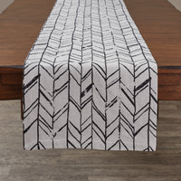 Distressed Herringbone Jacquard Table Runner - 72