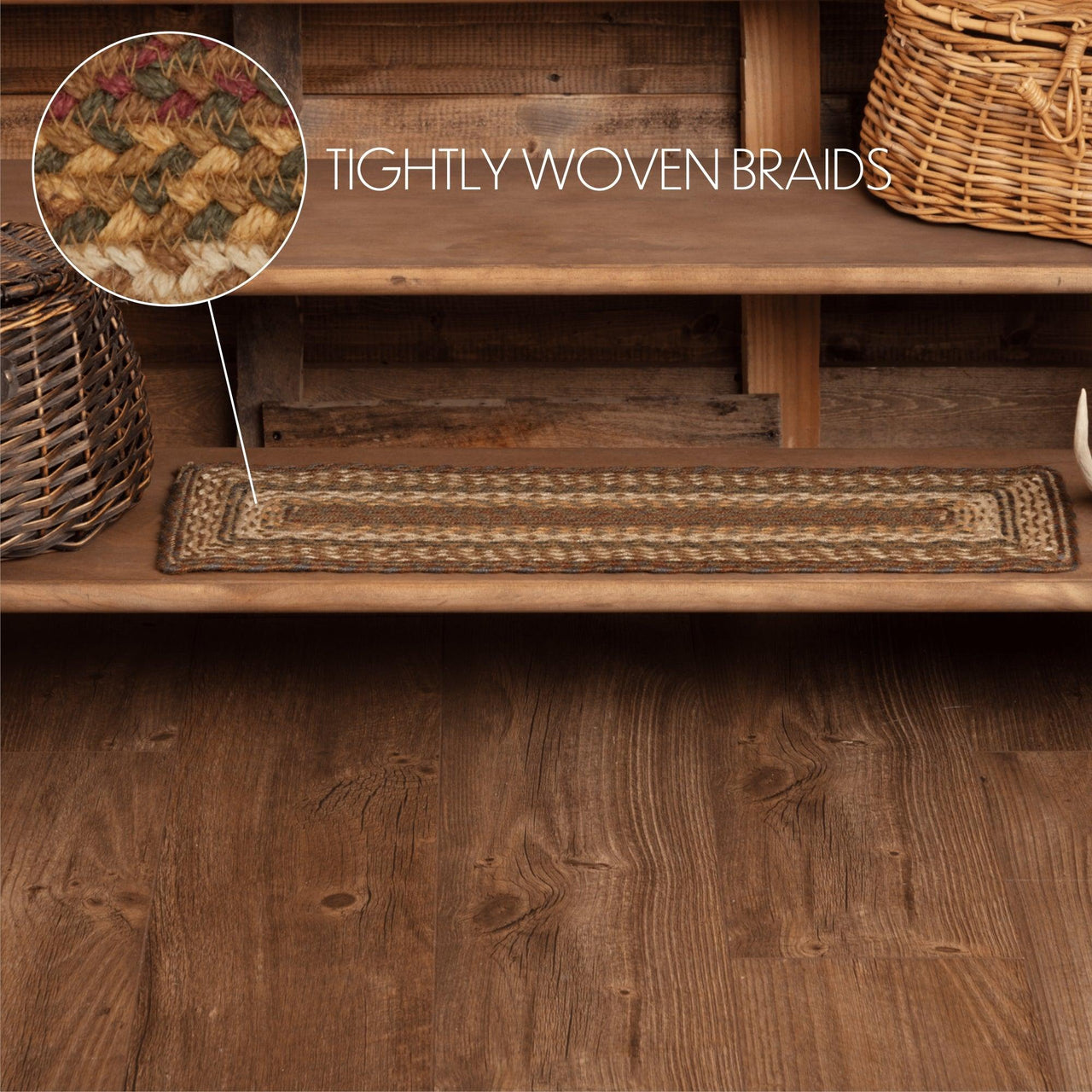 Tea Cabin Jute Stair Tread Rect Latex 8.5x27 VHC Brands - The Fox Decor