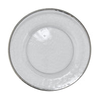 Thumbnail for Metallic Rim Glass Dinner Plate - Silver Set of 4 Park Designs