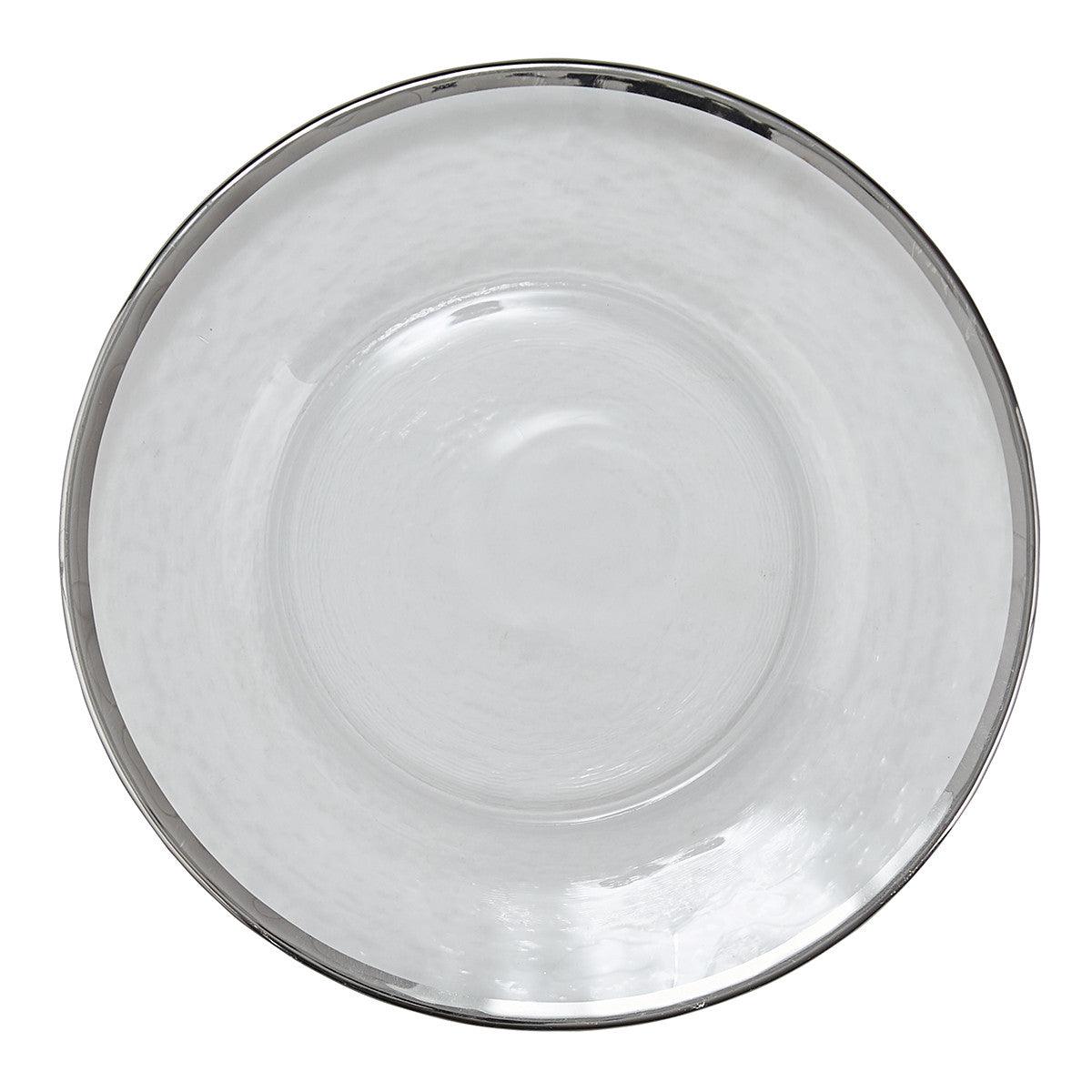 Metallic Rim Glass Salad Plates - Silver Set of 4 Park Designs - The Fox Decor