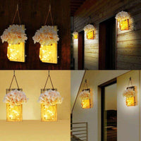 2Pcs Mason Jar Sconce Rustic Wall Decor with Fairy Lights - The Fox Decor